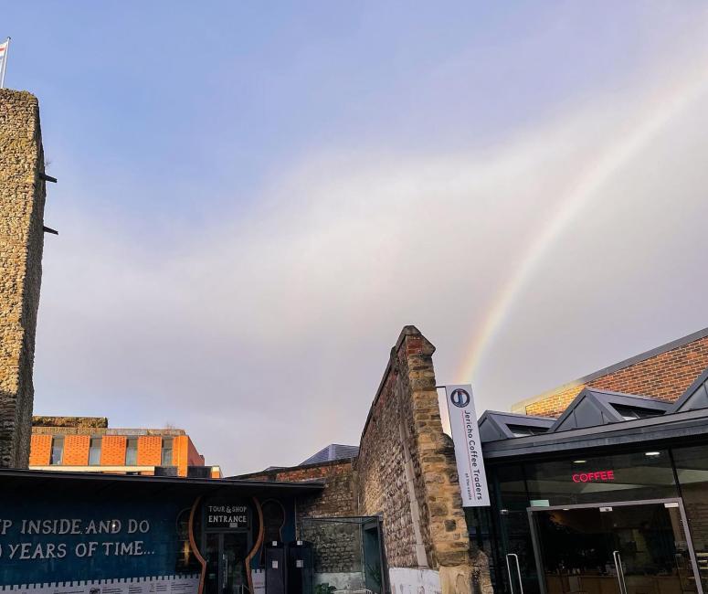 A rainbow at Oxford Castle and Prison Cafe Jericho Coffee Traders